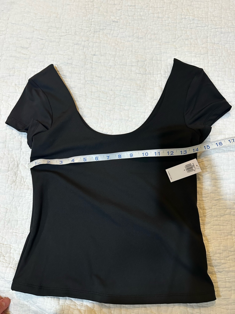 Old Navy Black Stretch Crop Top with Short Sleeves